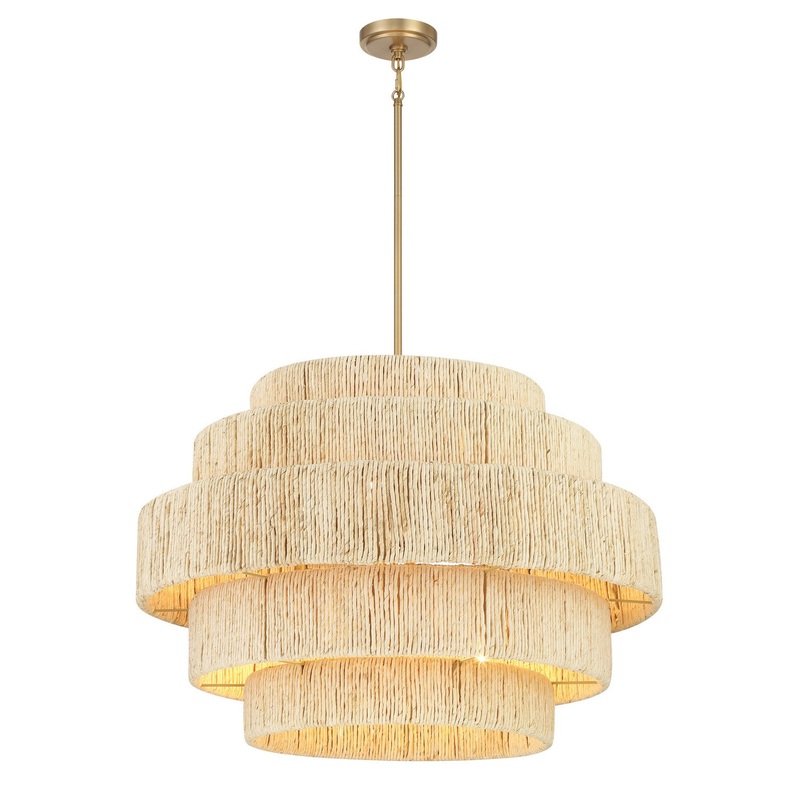 Caviana Six Light Pendant in Signature Brass