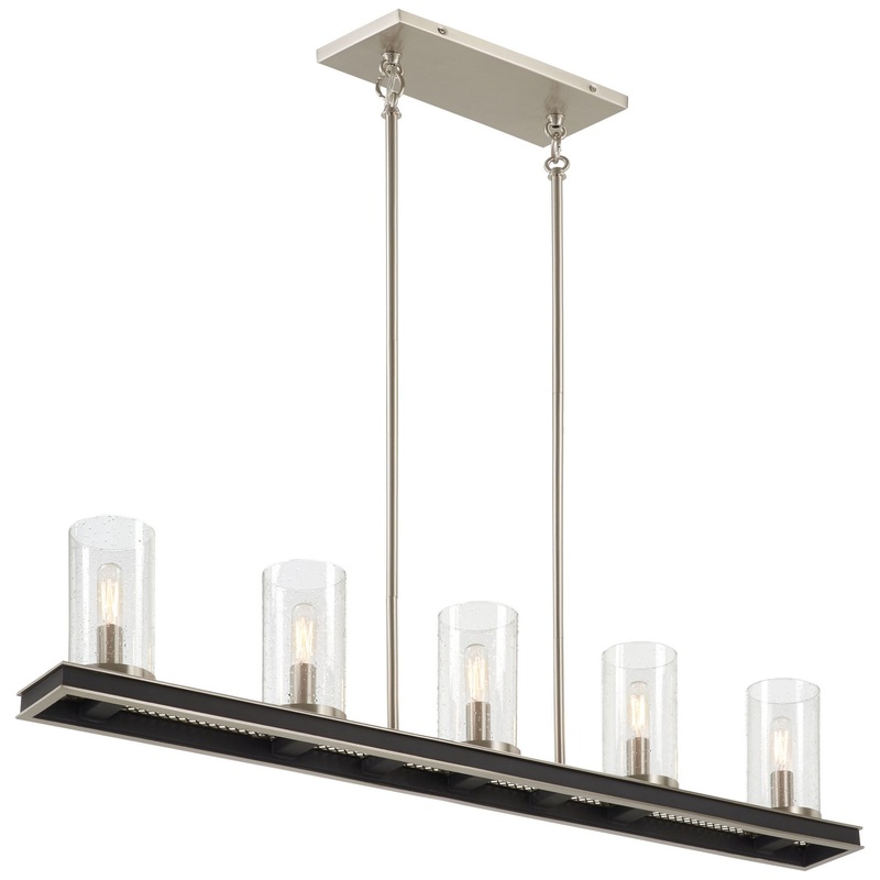 Cole'S Crossing Five Light Island Pendant in Coal With Brushed Nickel
