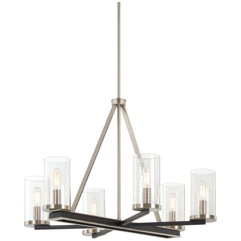 Cole'S Crossing Six Light Chandelier in Coal With Brushed Nickel