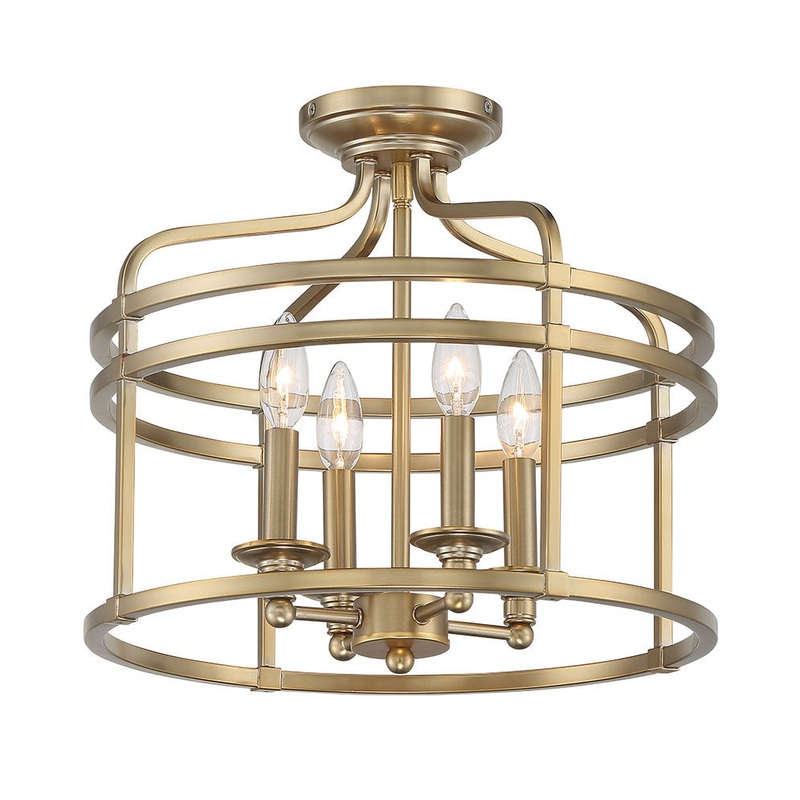 Covent Park Four Light Semi Flush Mount in Brushed Honey Gold