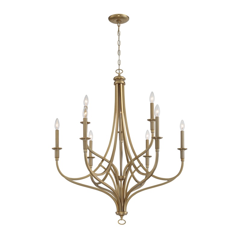 Covent Park Nine Light Chandelier in Brushed Honey Gold