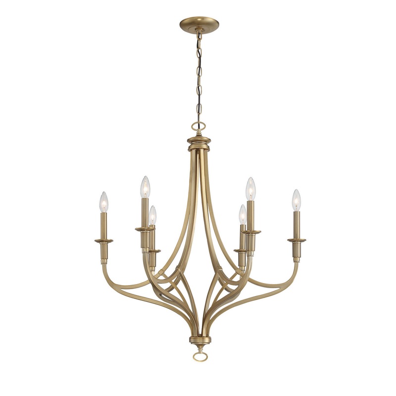 Covent Park Six Light Chandelier in Brushed Honey Gold