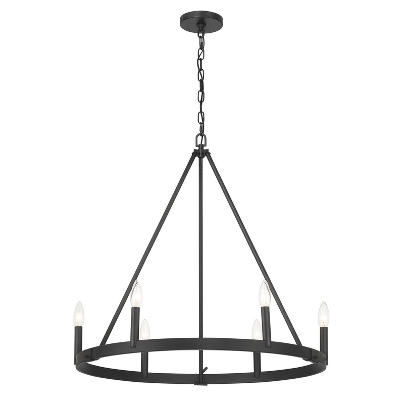 Dutton Six Light Chandelier in Coal Black