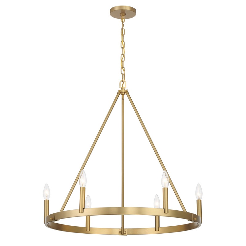 Dutton Six Light Chandelier in Signature Brass