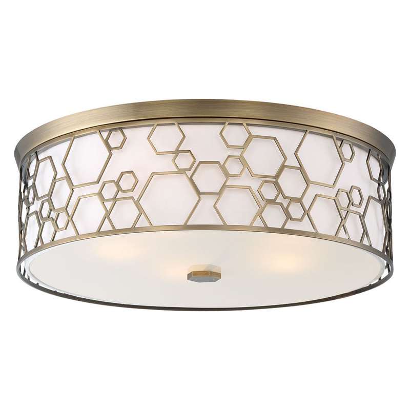 LED Flush Mount in Polished Satin Brass