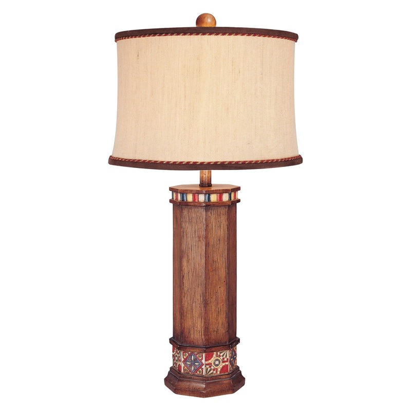 One Light Table Lamp in Brown Wood Look