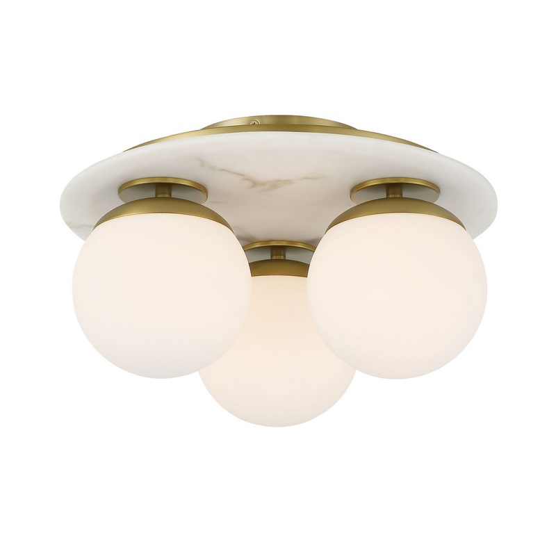 Orban Three Light Semi Flush Mount in Soft Brass
