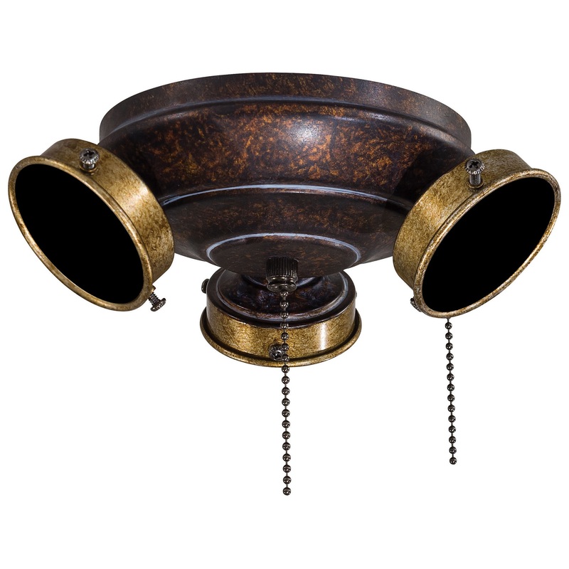 Timeless Three Light Fan Light Kit in Mottled Copper W/ Gold Highlights