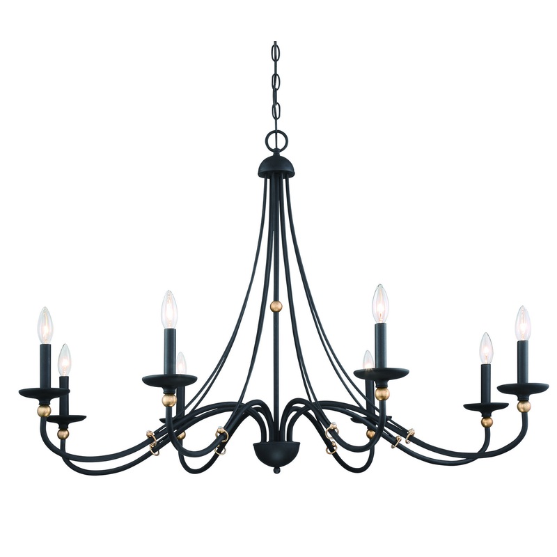 Westchester County Eight Light Chandelier in Sand Coal With Skyline Gold Le