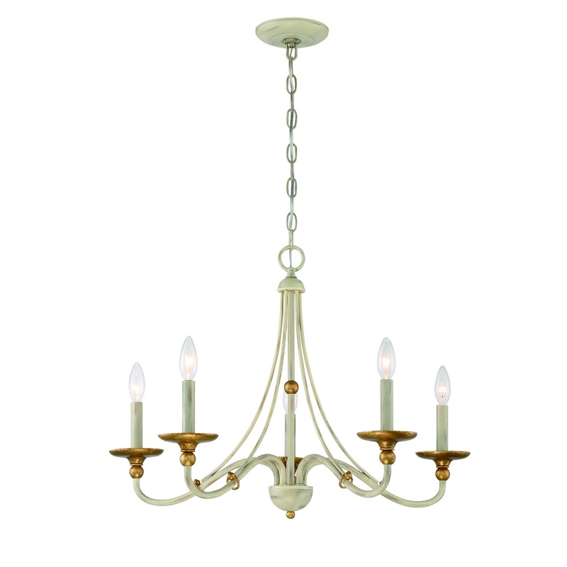 Westchester County Five Light Chandelier in Farm House White With Gilded G