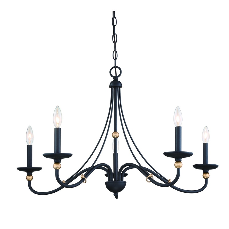Westchester County Five Light Chandelier in Sand Coal With Skyline Gold Le