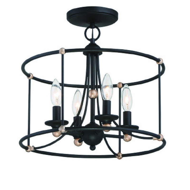 Westchester County Four Light Semi Flush Mount in Sand Coal With Skyline Gold Le