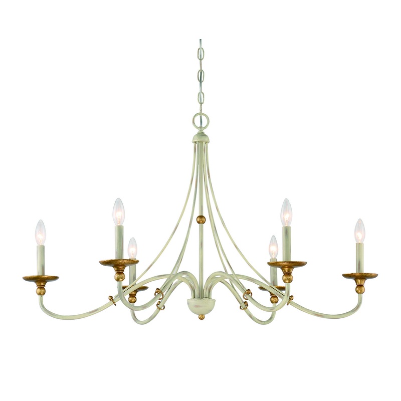 Westchester County Six Light Chandelier in Farm House White With Gilded G