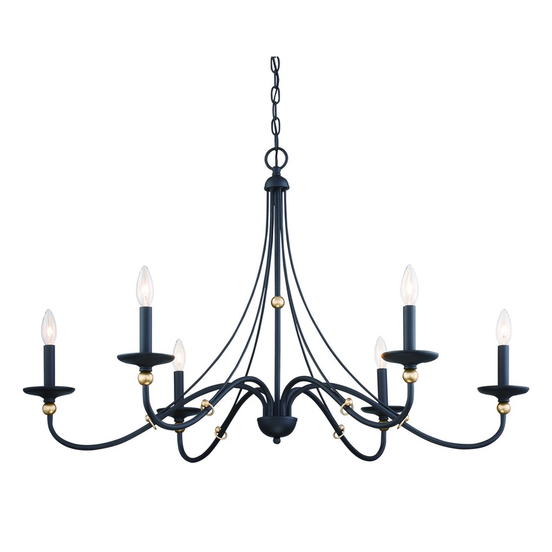 Westchester County Six Light Chandelier in Sand Coal With Skyline Gold Le