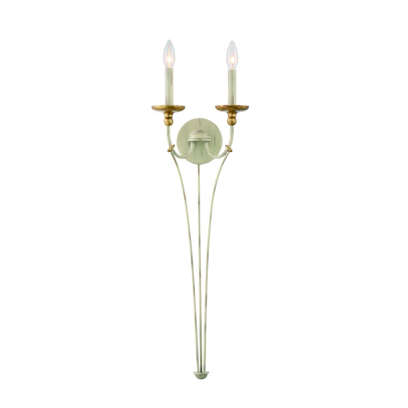 Westchester County Two Light Wall Sconce in Farm House White With Gilded G