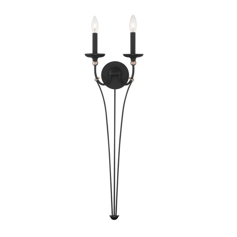 Westchester County Two Light Wall Sconce in Sand Coal With Skyline Gold Le