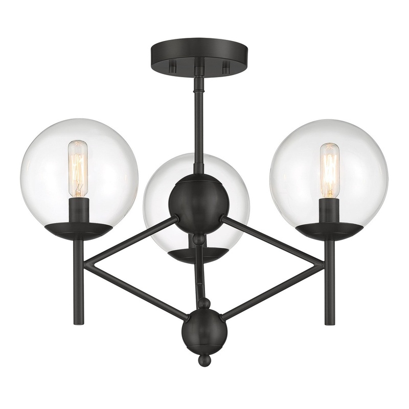 Auresa Three Light Semi Flush Mount in Coal