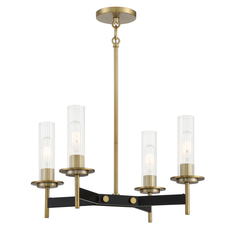 Baldwin Park Four Light Chandelier in Coal And Soft Brass
