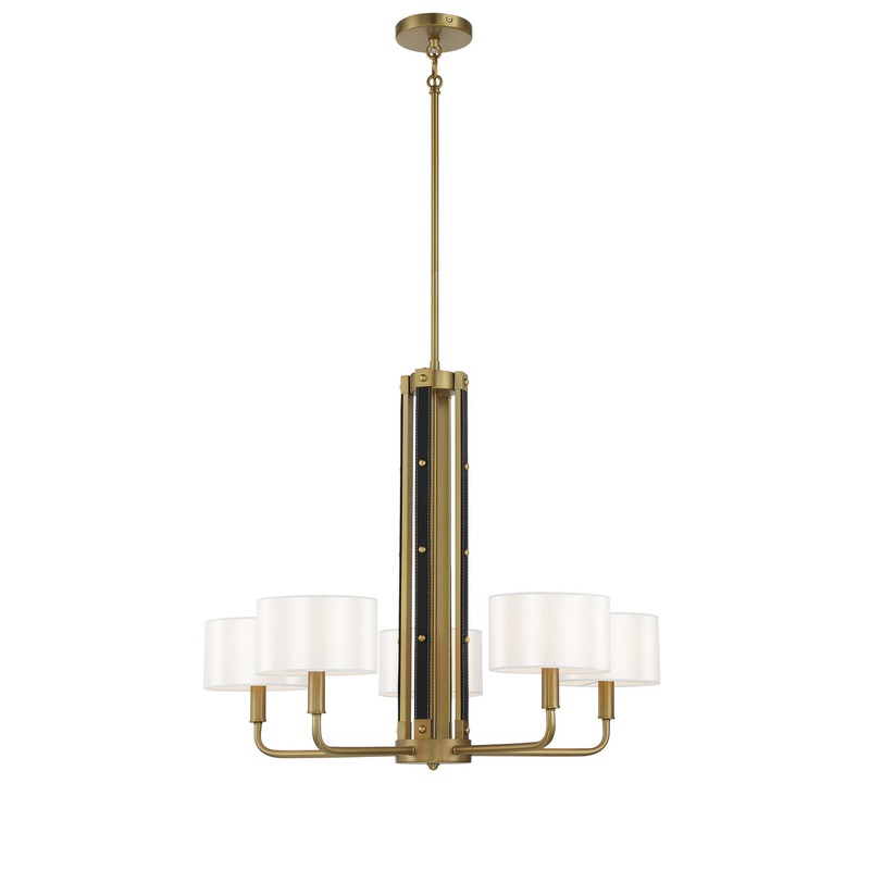 Chelsea Five Light Chandelier in Soft Brass