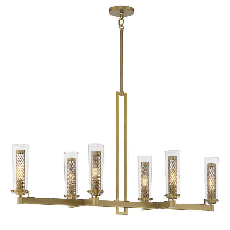 Emmerham Six Light Island Pendant in Soft Brass