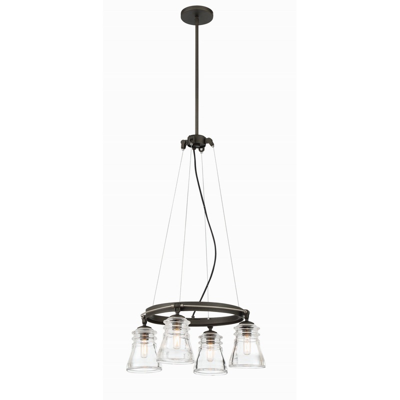Graham Avenue Four Light Chandelier in Smoked Iron And Brushed Nickel