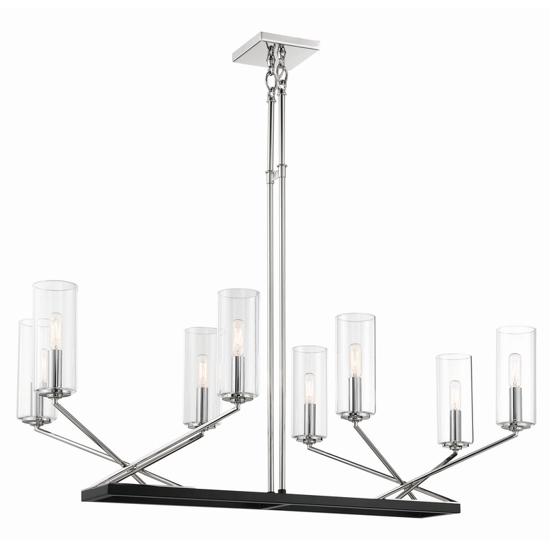 Highland Crossing Eight Light Island Pendant in Coal W/Polished Nickel Highlig