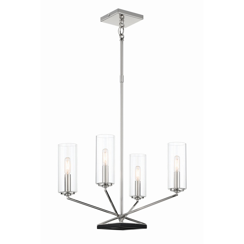 Highland Crossing Four Light Chandelier in Coal W/Polished Nickel Highlig