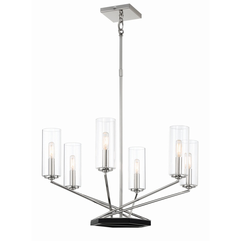 Highland Crossing Six Light Chandelier in Coal W/Polished Nickel Highlig