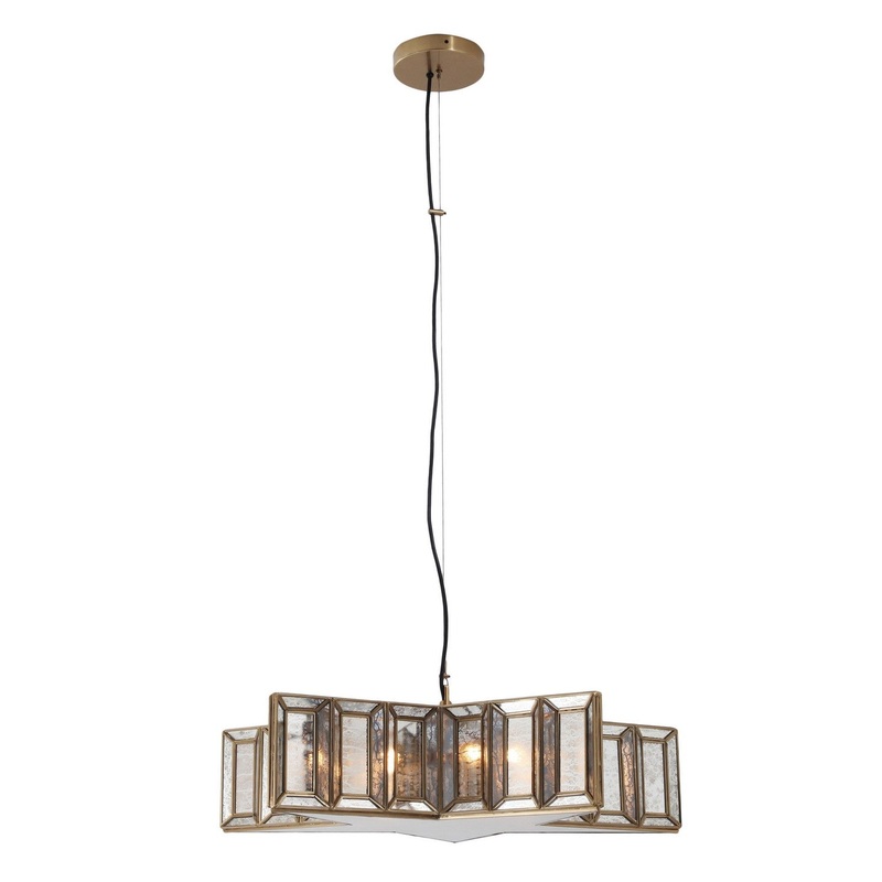 Luce Stellare Five Light Pendant in Brass Antq