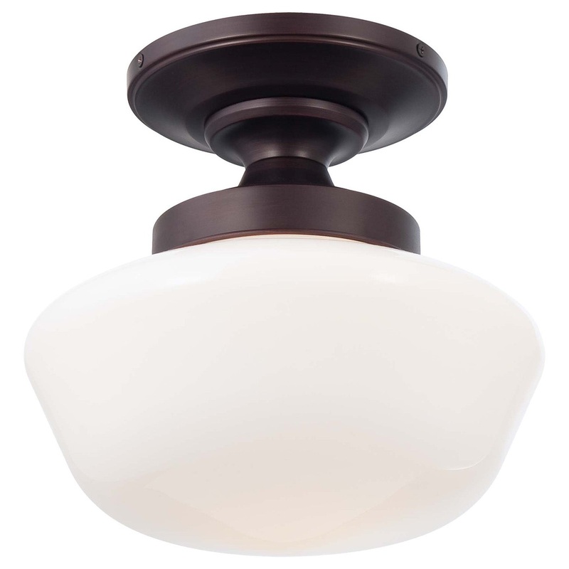 One Light Semi Flush Mount in Brushed Bronze