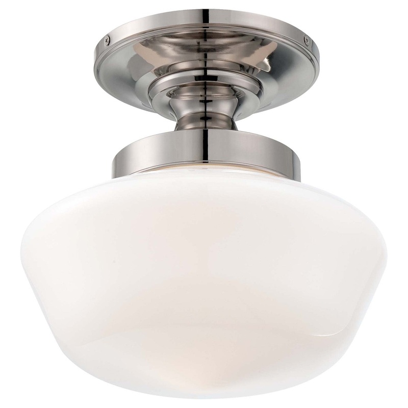 One Light Semi Flush Mount in Polished Nickel