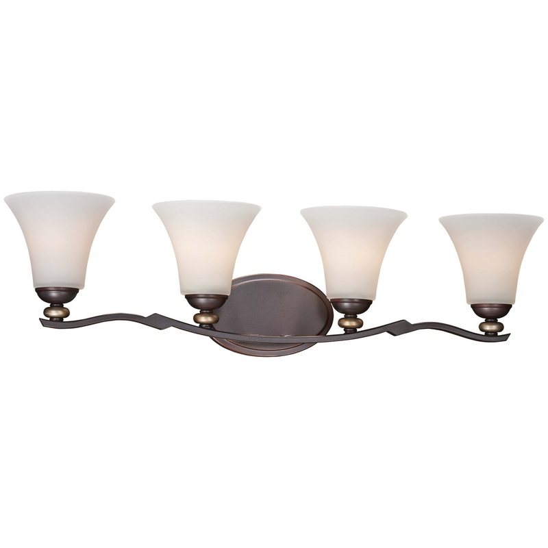 Shadowglen Four Light Bath in Lathan Bronze With Gold Highli