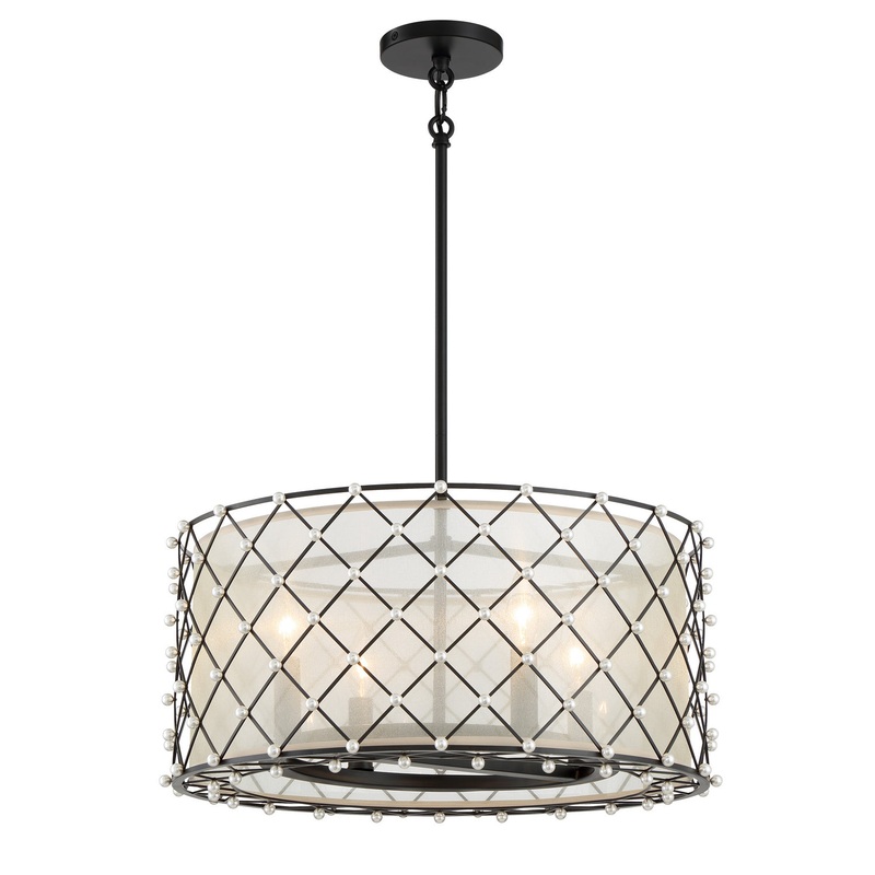 Sheer Elegance Four Light Convertible Pendant in Coal