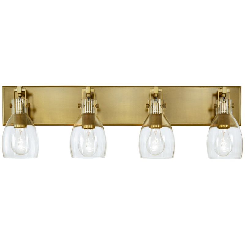 Tiberia Four Light Bath Bar in Soft Brass