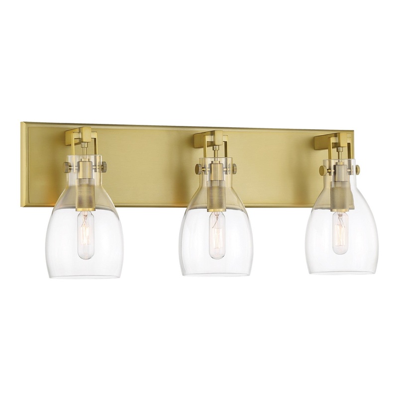 Tiberia Three Light Bath Bar in Soft Brass