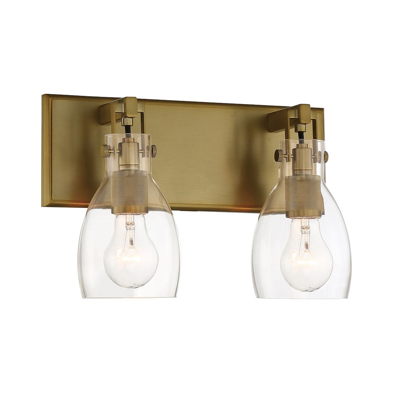 Tiberia Two Light Bath Bar in Soft Brass