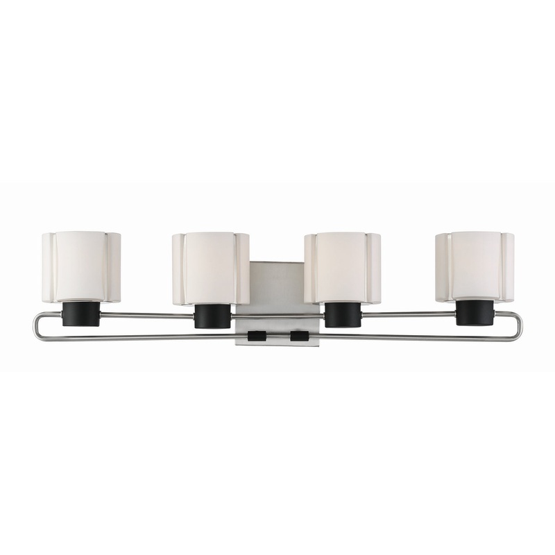 Waverly Plaza Bath Four Light Bath in Coal With Brushed Nickel