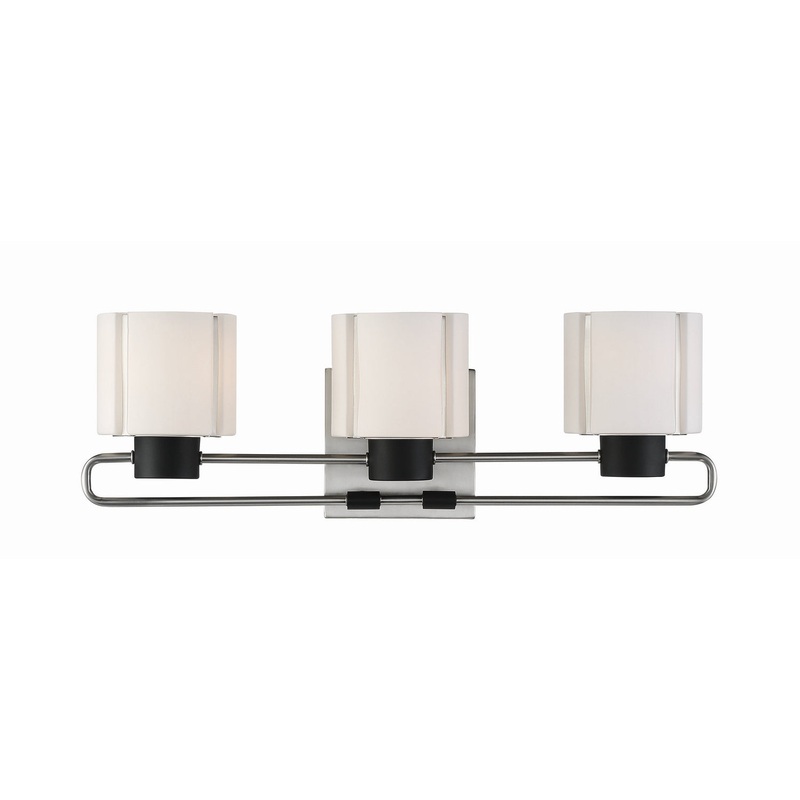 Waverly Plaza Bath Three Light Bath in Coal With Brushed Nickel