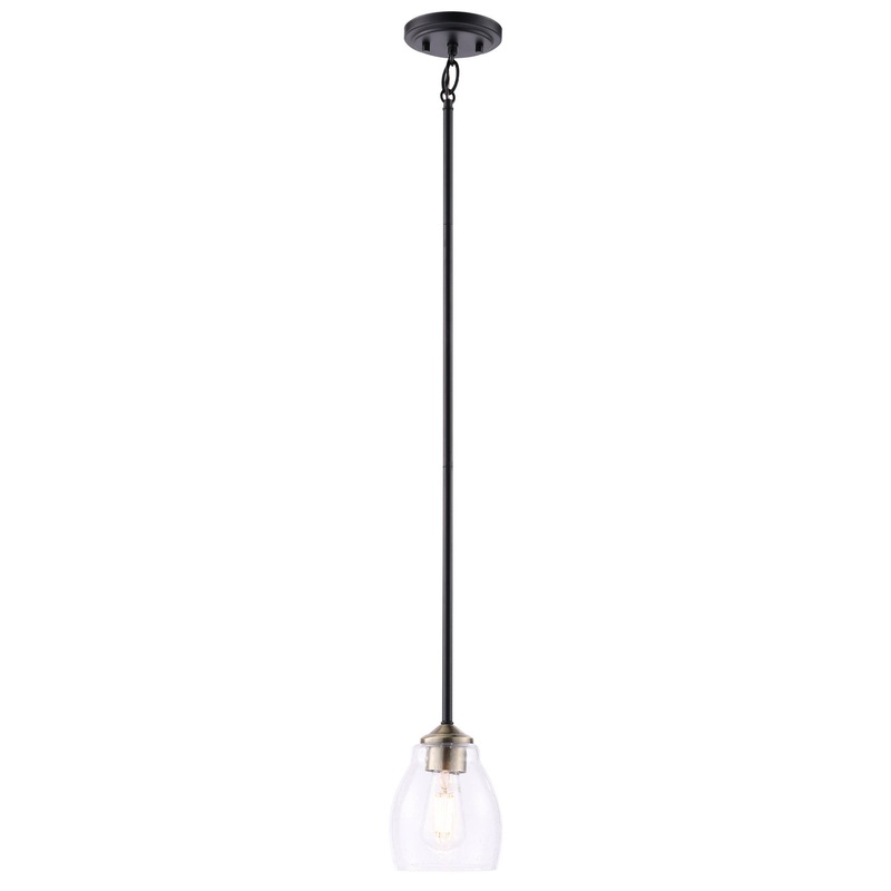 Winsley One Light Pendant in Coal And Stained Brass
