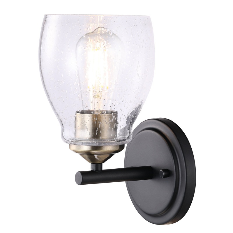 Winsley One Light Wall Lamp in Coal And Stained Brass