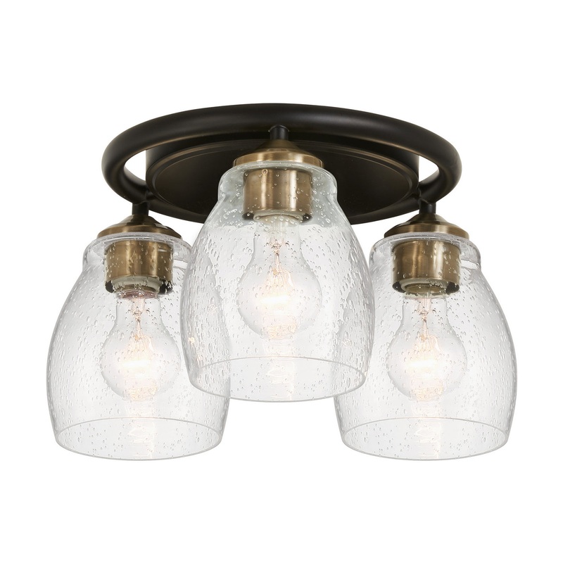 Winsley Three Light Semi Flush Mount in Coal And Stained Brass