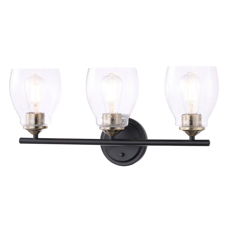 Winsley Three Light Wall Lamp in Coal And Stained Brass