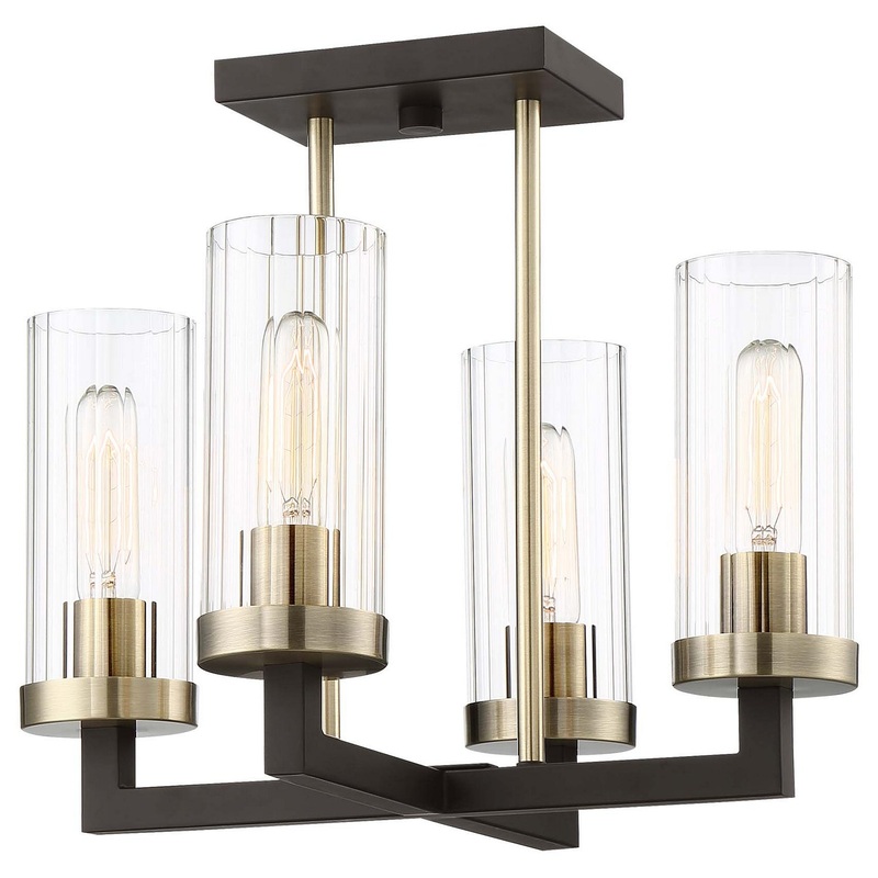 Ainsley Court Four Light Semi Flush Mount in Aged Kinston Bronze W/Brushed