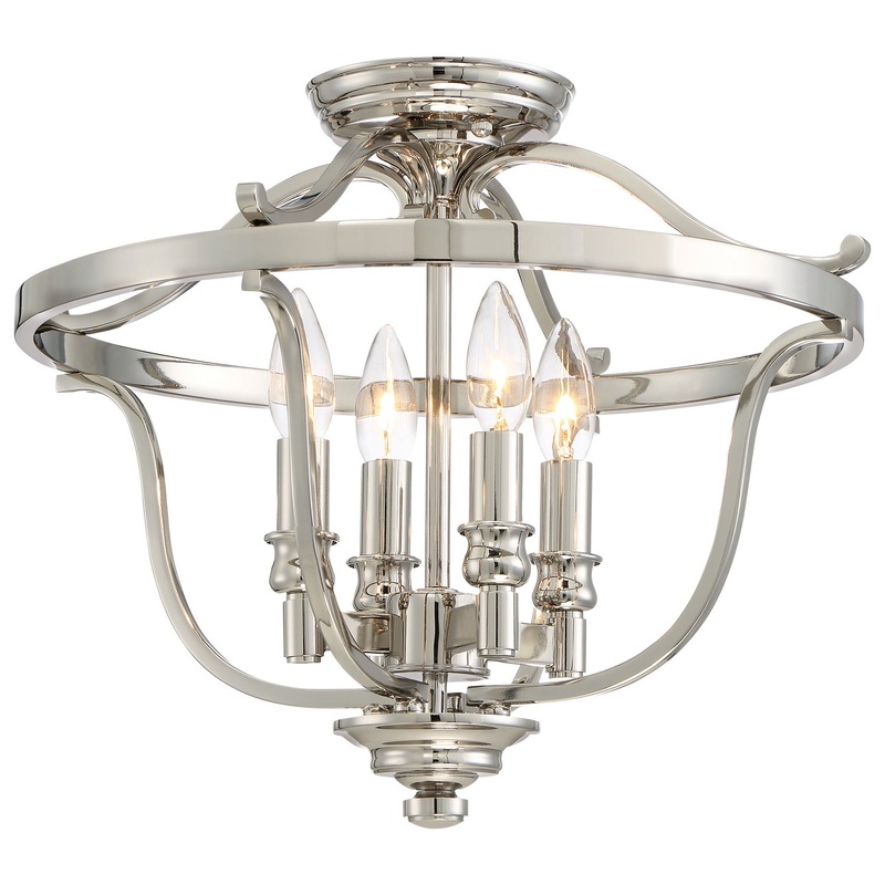 Audrey'S Point Four Light Semi Flush Mount in Polished Nickel