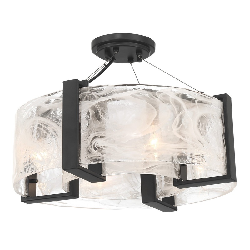 Cloud Break Four Light Semi Flush Mount in Coal