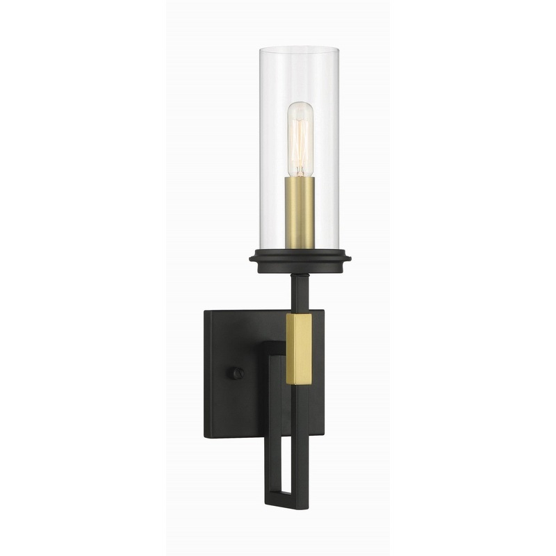 Hillstone One Light Wall Sconce in Sand Coal & Soft Brass