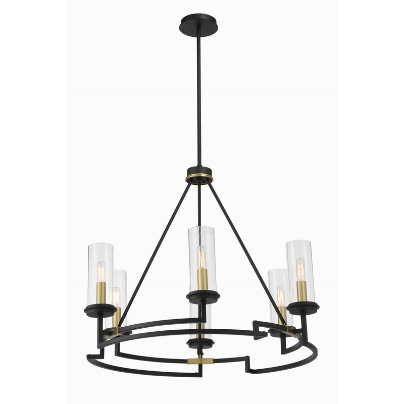 Hillstone Six Light Chandelier in Sand Coal & Soft Brass