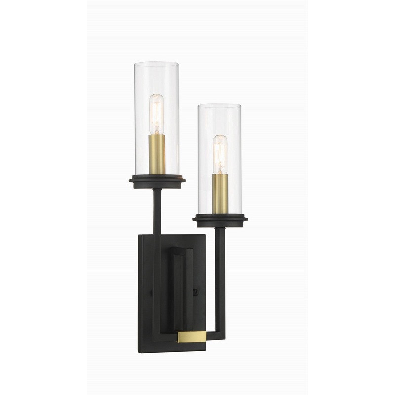 Hillstone Two Light Wall Sconce in Sand Coal & Soft Brass