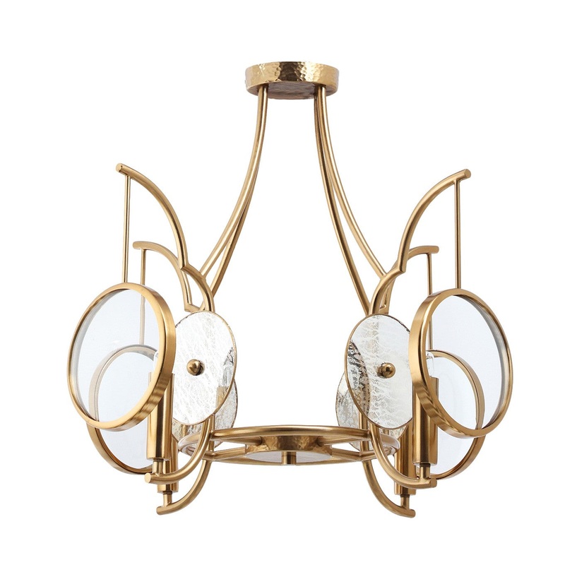 Into Focus Four Light Semi Flush Mount in Brass Antq