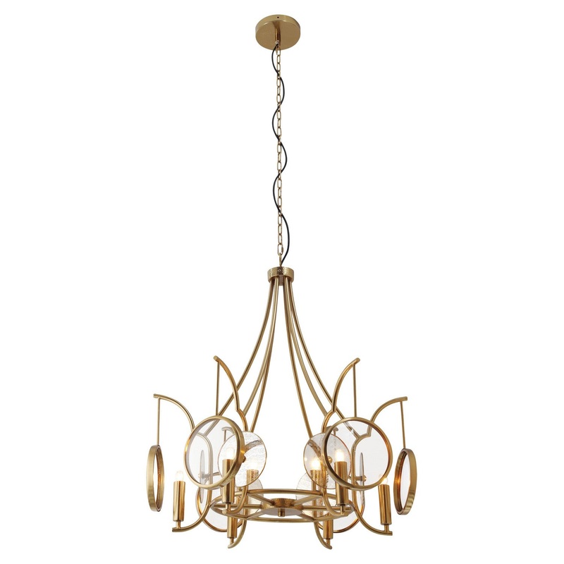 Into Focus Six Light Chandelier in Brass Antq